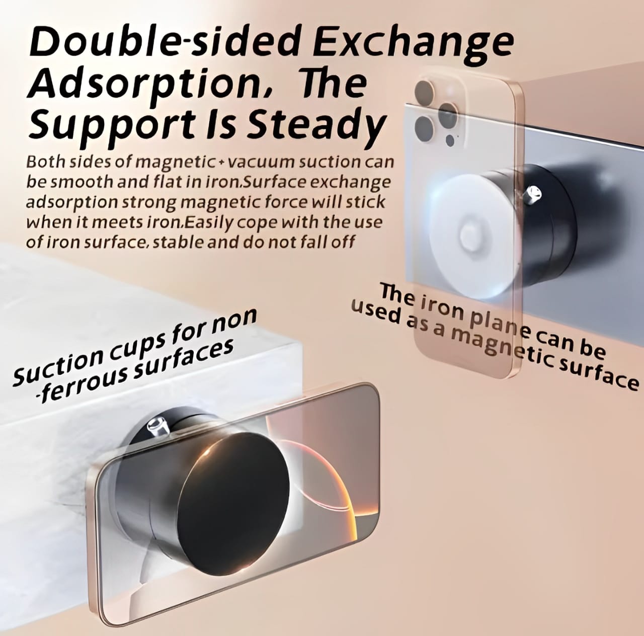 Universal Vacuum Magnetic Suction Cup Stand | Double-Sided Folding Swivel Phone Holder