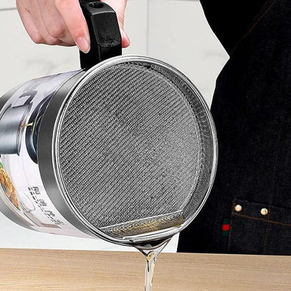 High Quality Fryer Oil Filter Pot Carbon Steel Oilcan With Stainless Steel Kitchen Storage Jug Cooking Pot ( Without Box )