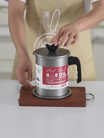 High Quality Fryer Oil Filter Pot Carbon Steel Oilcan With Stainless Steel Kitchen Storage Jug Cooking Pot ( Without Box )