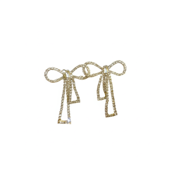 qt-985 Touch Of Glamour To Your Look With These Bow Shape Zircon Korean Earrings – Color Golden
