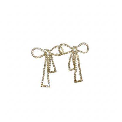 qt-985 Touch Of Glamour To Your Look With These Bow Shape Zircon Korean Earrings – Color Golden